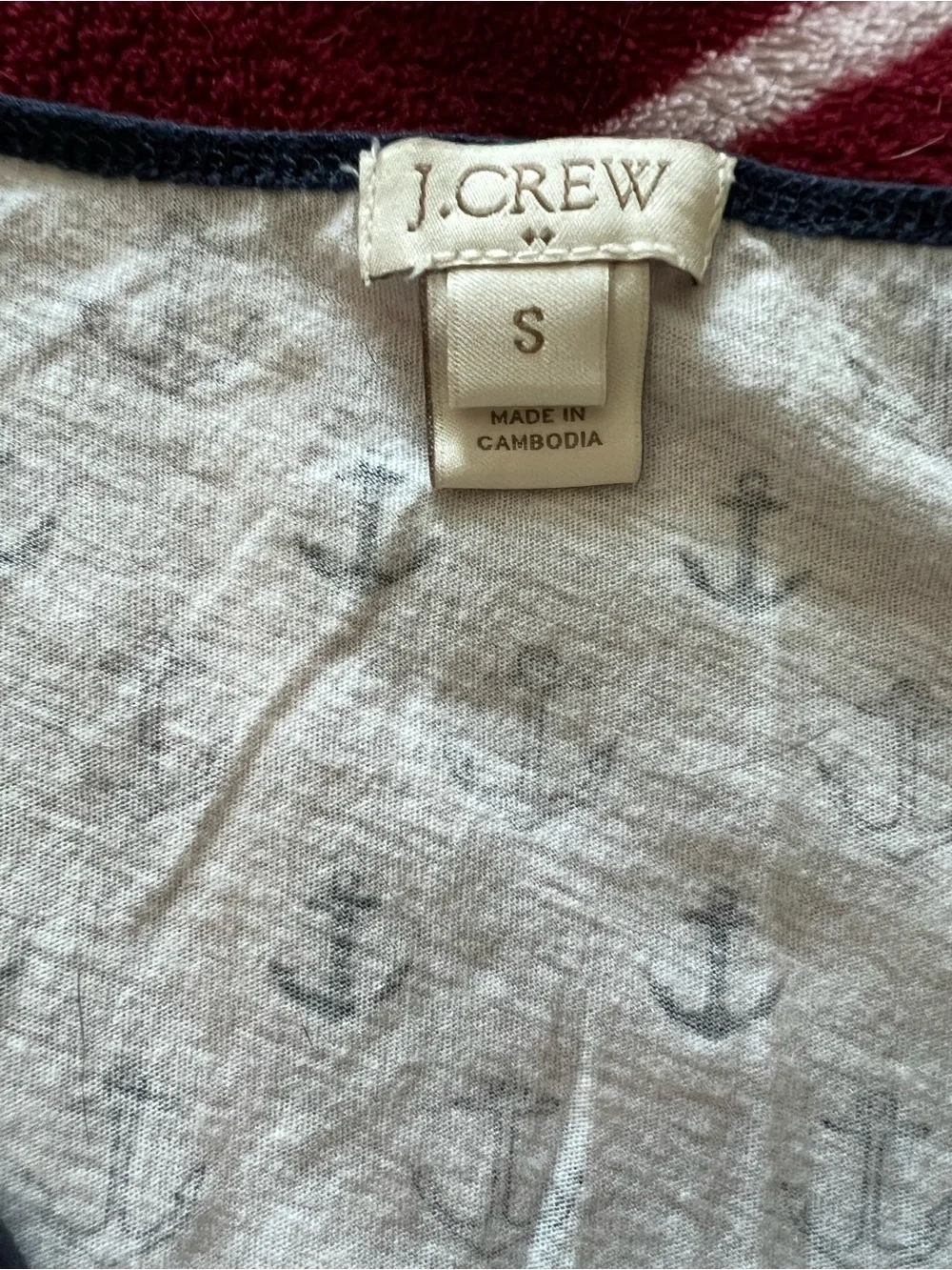 GUC J Crew White and Blue Anchor Print Tank Top Small